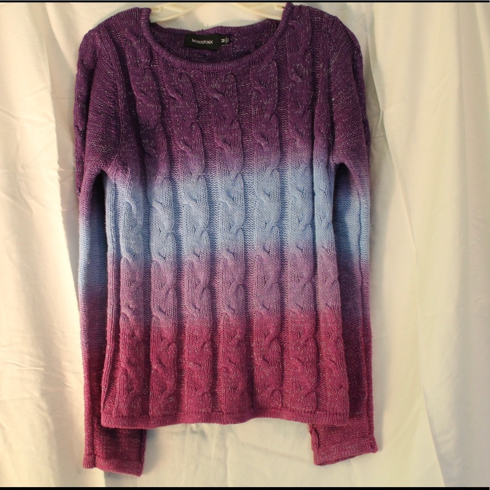 MINKPINK Purple Ombré Cable Knit Sweater